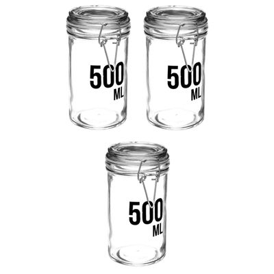 3x stuks inmaakpotten/voorraadpotten 0,5L glas met beugelsluiting