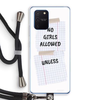 No Girls Allowed Unless: Samsung Galaxy Note 10 Lite Transparant Hoesje met koord