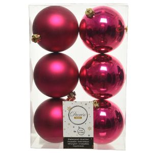 30x Bessen roze kerstballen 8 cm kunststof mat/glans