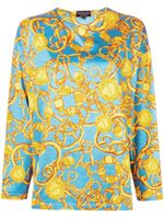 Gucci Pre-Owned chain pattern longsleeved blouse - Bleu