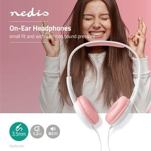 Nedis Bedrade On-ear Koptelefoon | 3,5 mm | 1.20 m | 82 dB | Roze | 1 stuks - HPWD4200PK HPWD4200PK