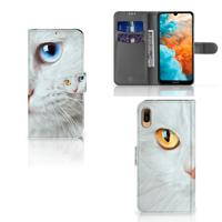 Huawei Y6 (2019) | Telefoonhoesje | Met pasjeshouder | Witte Kat