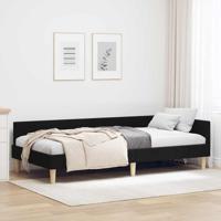 Hoek Bed Frame Zwart 100 x 200 cm Stof en Geengineerd Hout
