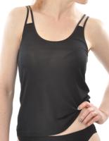 Zijden Rib Topje Dubbele Spaghettibandjes Alkena Kleur Zwart Maat Large Zijden Rib Topje Dubbele Spaghettibandjes Alkena Kleur Zwart Maat Large
