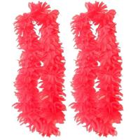 Partyxplosion Hawaii slinger - 4x stuks - neon roze - 1 m - polyester - feestartikelen