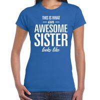 Awesome sister tekst t-shirt blauw dames 2XL  -