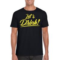 Verkleed T-shirt voor heren - lets drink - zwart - geel glitters - glitter and glamour