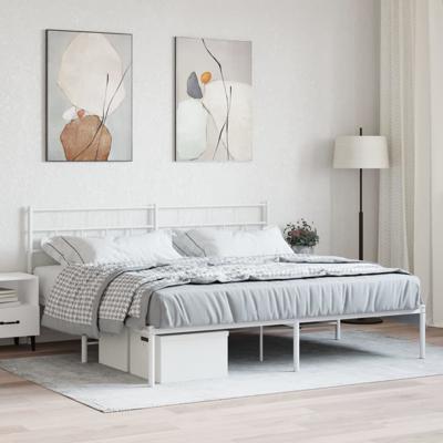 Bedframe met hoofdbord metaal wit 180x200 cm
