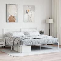 Bedframe met hoofdbord metaal wit 180x200 cm