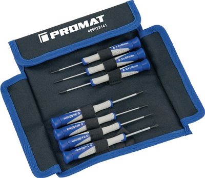 Promat Set precisieschroevendraaiers | met centreerkop | 7 delig | sleuf / PH - 4000828141 - 4000828141