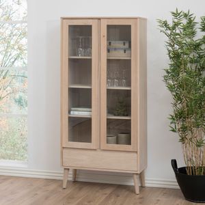 Bendt Vitrinekast 'Ebbe' kleur eiken whitewash