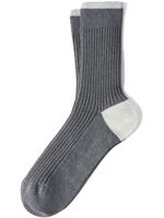 Brunello Cucinelli chaussettes en coton à design nervuré - Gris