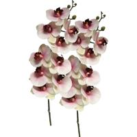 Kunstbloem Orchidee Bora - 3x - roze - 108 cm - losse steel - kunst zijdebloem - Phalaenopsis