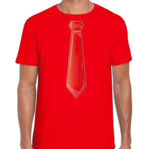 Verkleed t-shirt voor heren - stropdas rood - rood - carnaval - foute party - verkleedshirt
