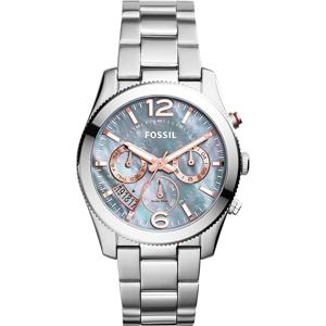 Fossil Perfect Boyfriend multifunctionele Dameshorloge met parelmoeren wijzerplaat en stalen armband