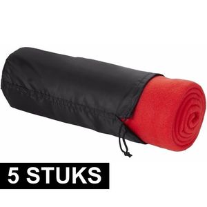 5x Fleece deken rood 150 x 120 cm