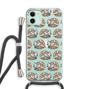 Slapende poes: iPhone 11 Transparant Hoesje met koord