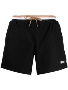 BOSS short de bain à logo imprimé - Marron