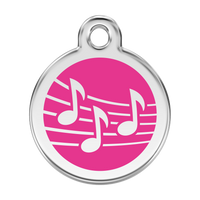 Music Hot Pink roestvrijstalen hondenpenning large/groot dia. 3,8 cm - RedDingo