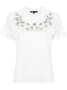 Maje t-shirt en coton à ornements strassés - Blanc