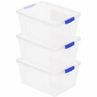 Plasticforte Opbergbox met deksel - 3x - 1 liter - transparant - kunststof
