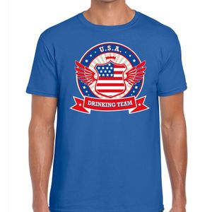 Blauw USA drinking team t-shirt heren