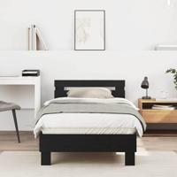 Bedframe met hoofdeinde Zwart eiken 90 x 190 cm Bewerkt hout