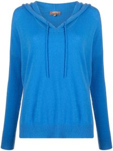 N.Peal hoodie en cachemire à lien de resserrage - Bleu