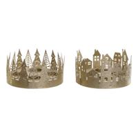 Kaarshouder DKD Home Decor Gouden Natuurlijk Metaal 16,5 x 16,5 x 8,5 cm (2 Stuks)
