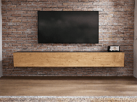 Tv-meubel KINGSTON 2 klapdeuren 245 cm zwarte eik/gouden eik