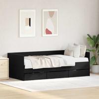 Dagbedframe met lades Zwart eiken 90 x 200 cm Bewerkt hout