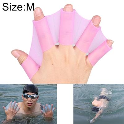 Siliconen zwemmen Web vinnen Hand Flippers Training handschoenen M(Magenta)
