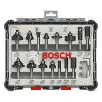 Set di punte per fresatrice - BOSCH - 2607017472 - 15 pezzi - Attacco 8 mm - Compatibile con fresatrici