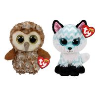Ty - Knuffel - Beanie Boo's - Percy Owl & Atlas Fox - thumbnail