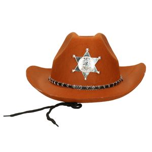 Atosa Carnaval verkleed Cowboy hoed Kentucky - bruin - volwassenen - Western Sheriff thema   -