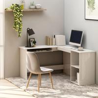Hoekbureau L-vormig 120x140x75 cm bewerkt hout hoogglans wit
