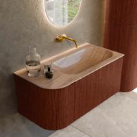 Badmeubel Mondiaz Kurve-Dlux | 95 cm | Meubelkleur Ruby | Wastafelkleur Saba | Solid surface | Wasbak rechter zijde spoelbak | Zonder kraangat(en) Badmeubel Mondiaz Kurve-Dlux | 95 cm | Meubelkleur Ruby | Wastafelkleur Saba | Solid surface | Wasbak rechter zijde spoelbak | Zonder kraangat(en)