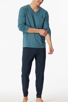 Schiesser pyjama met rechte pijpen petrol