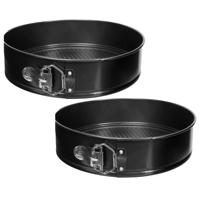 5five Taarten bakvormen/springvormen - 2x - metaal - zwart - 26 cm - rond