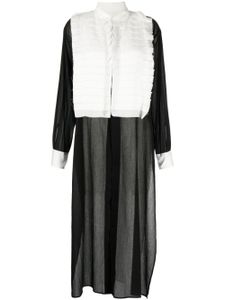 Yohji Yamamoto robe-chemise mi-longue à détails plissés - Noir