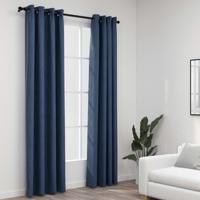 VidaXL Gordijnen linnen-look verduisterend ogen 2 st 140x225 cm blauw