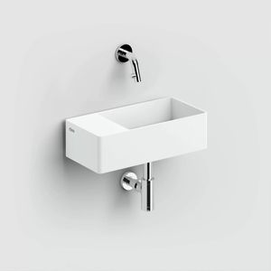 Clou New Flush 3 fontein solid surface 35cm met afvoerplaat links wit mat