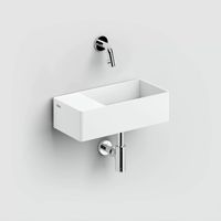 Clou New Flush 3 fontein solid surface 35cm met afvoerplaat links wit mat - thumbnail