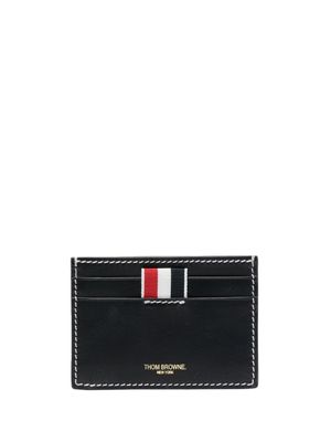Thom Browne porte-cartes en cuir à détail 4 bandes signature - Bleu