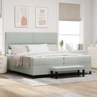 Boxspring bed met matras Lichtgrijs 200 x 200 cm Fluweel