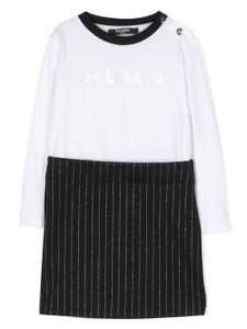 Balmain Kids robe à logo imprimé - Blanc