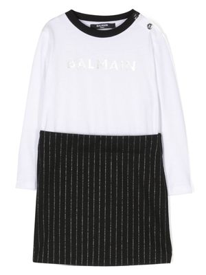 Balmain Kids robe à logo imprimé - Blanc