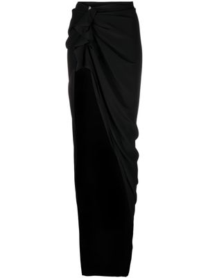 Rick Owens jupe longue drapée à volants - Noir