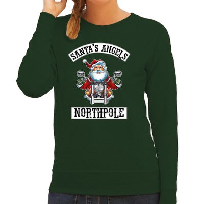 Foute Kerstsweater / outfit Santas angels Northpole groen voor dames Foute Kerstsweater / outfit Santas angels Northpole groen voor dames