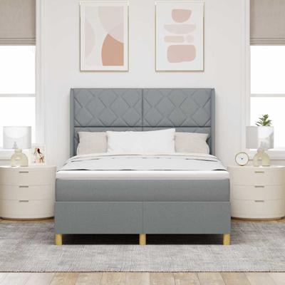 Boxspringbed met matras Lichtgrijs 140 x 190 cm Stof